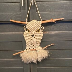 Vintage Macrame Owl Wall Hanging